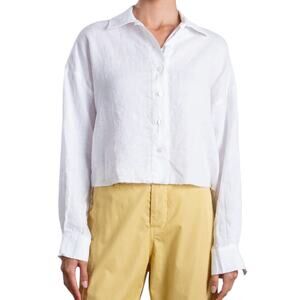 Pharaoh Collection Esme Crop Shirt in French Linen Size 4/XL NWT